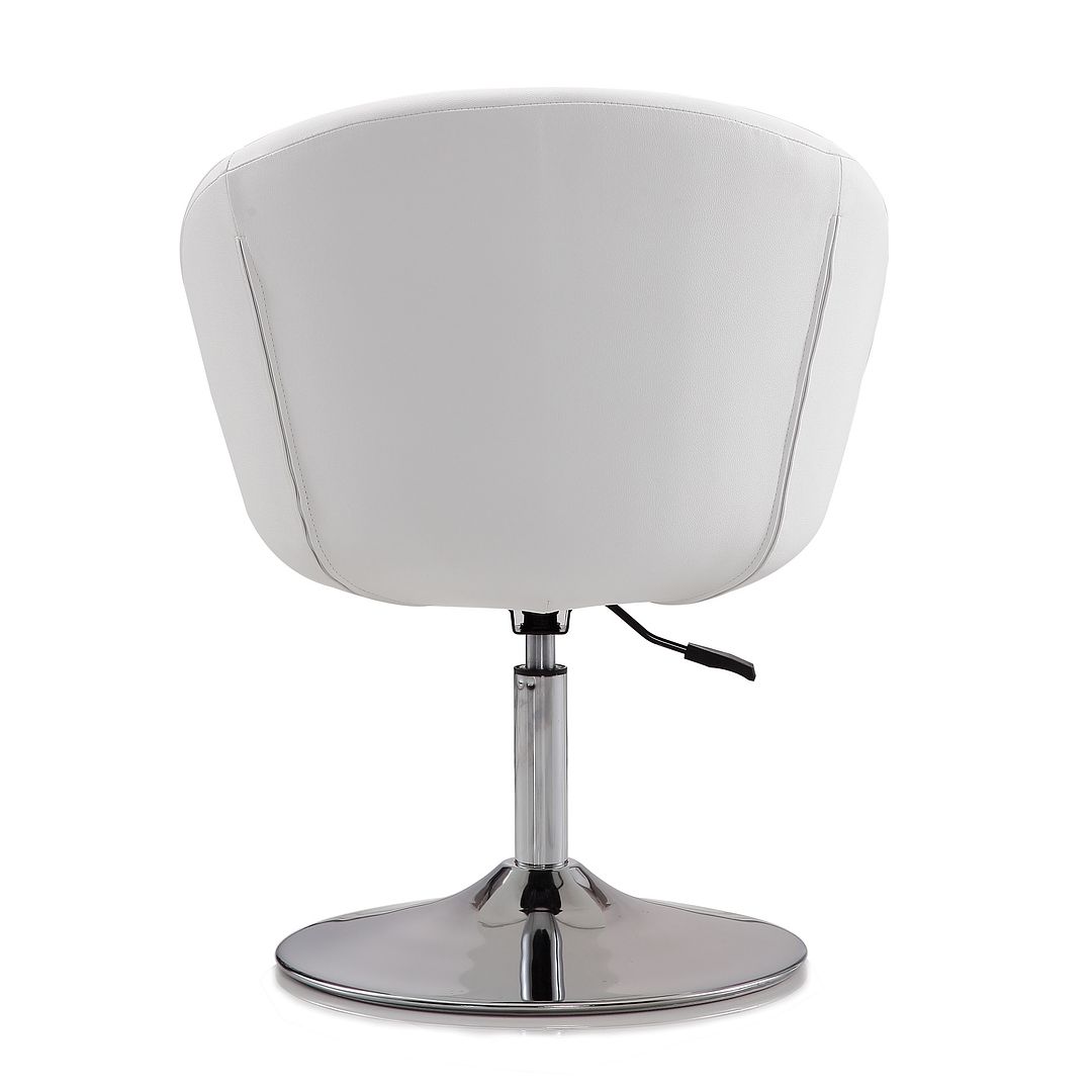 Manhattan Comfort Hopper White & Polished Chrome Faux Leather Adjustable Height Chair