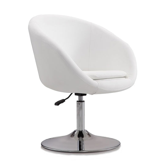 Manhattan Comfort Hopper White & Polished Chrome Faux Leather Adjustable Height Chair