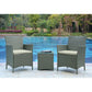 Manhattan Comfort Imperia Steel Rattan 3-Piece Patio Conversation Set With Cushions In Cream