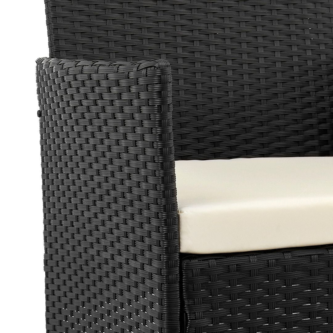 Manhattan Comfort Imperia Steel Rattan 3-Piece Patio Conversation Set With Cushions In Cream
