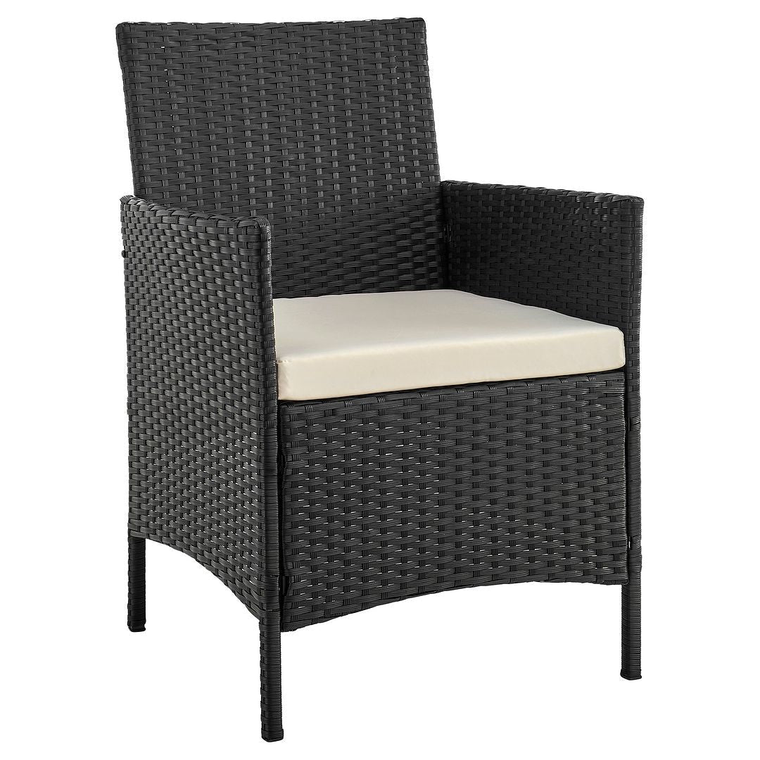 Manhattan Comfort Imperia Steel Rattan 3-Piece Patio Conversation Set With Cushions In Cream