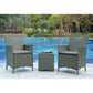 Manhattan Comfort Imperia Steel Rattan 3-Piece Patio Conversation Set With Cushions In Gray