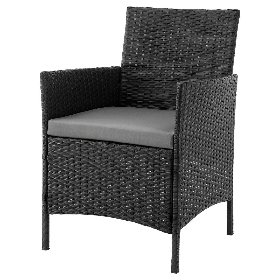 Manhattan Comfort Imperia Steel Rattan 3-Piece Patio Conversation Set With Cushions In Gray