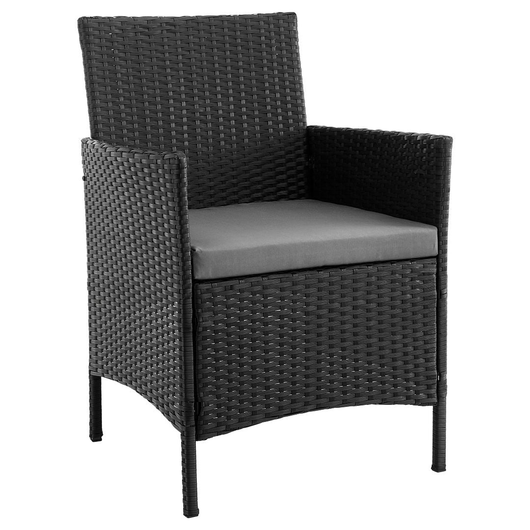 Manhattan Comfort Imperia Steel Rattan 3-Piece Patio Conversation Set With Cushions In Gray