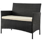 Manhattan Comfort Imperia Steel Rattan 4-Piece Patio Conversation Set With Cushions In Cream