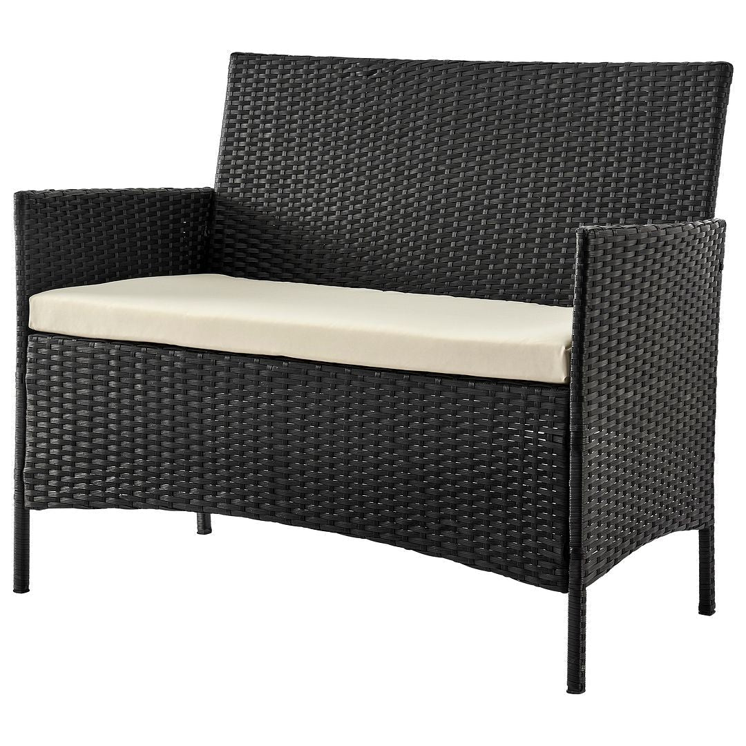 Manhattan Comfort Imperia Steel Rattan 4-Piece Patio Conversation Set With Cushions In Cream