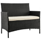 Manhattan Comfort Imperia Steel Rattan 4-Piece Patio Conversation Set With Cushions In Cream