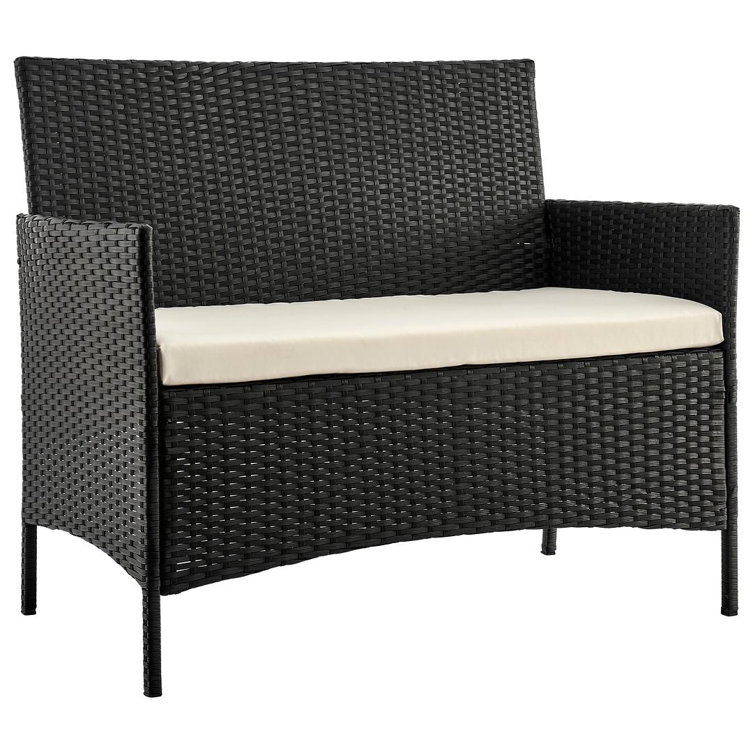 Manhattan Comfort Imperia Steel Rattan 4-Piece Patio Conversation Set With Cushions In Cream
