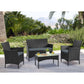 Manhattan Comfort Imperia Steel Rattan 4-Piece Patio Conversation Set With Cushions In Gray