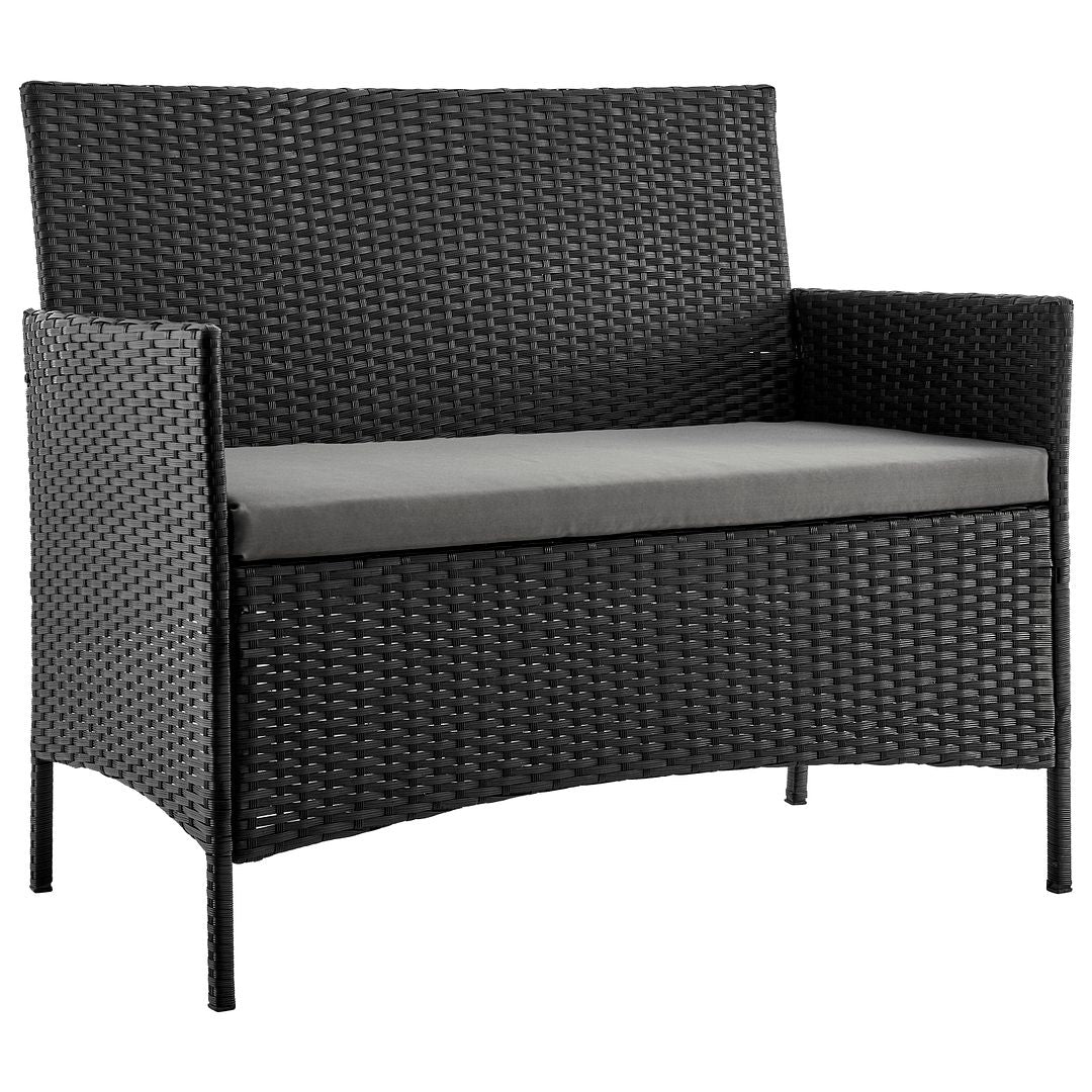 Manhattan Comfort Imperia Steel Rattan 4-Piece Patio Conversation Set With Cushions In Gray