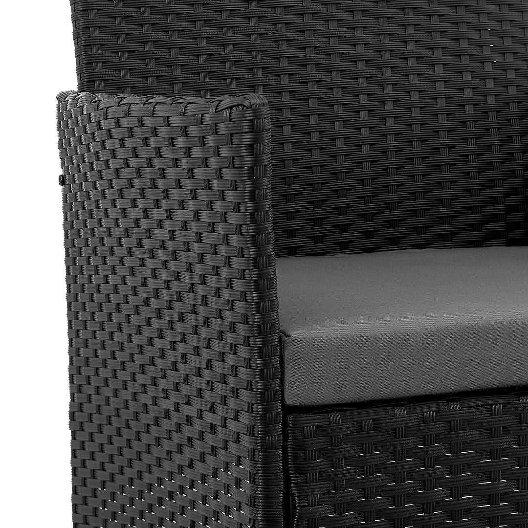 Manhattan Comfort Imperia Steel Rattan 4-Piece Patio Conversation Set With Cushions In Gray