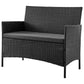 Manhattan Comfort Imperia Steel Rattan 4-Piece Patio Conversation Set With Cushions In Gray