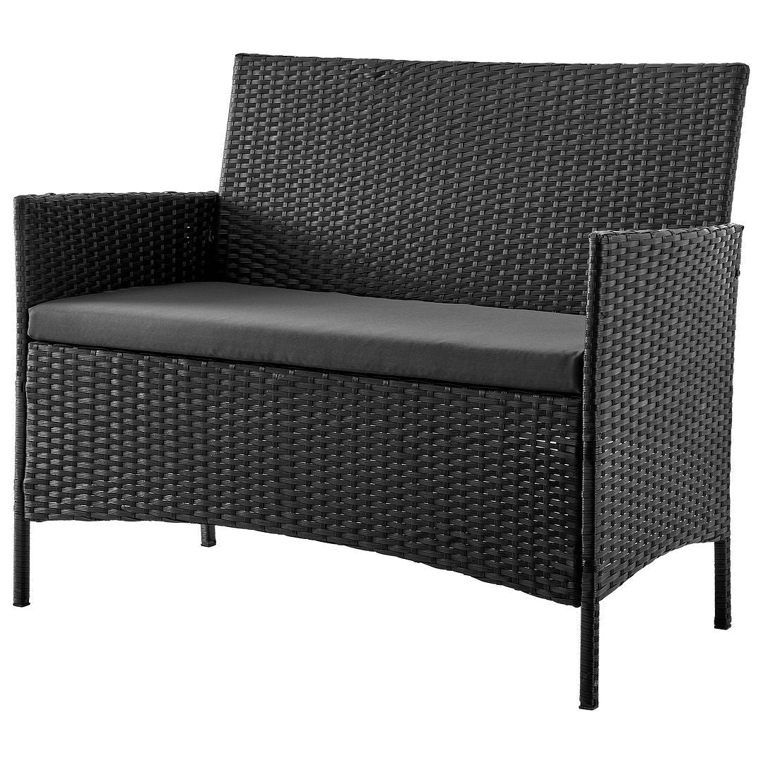 Manhattan Comfort Imperia Steel Rattan 4-Piece Patio Conversation Set With Cushions In Gray