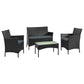 Manhattan Comfort Imperia Steel Rattan 4-Piece Patio Conversation Set With Cushions In Gray