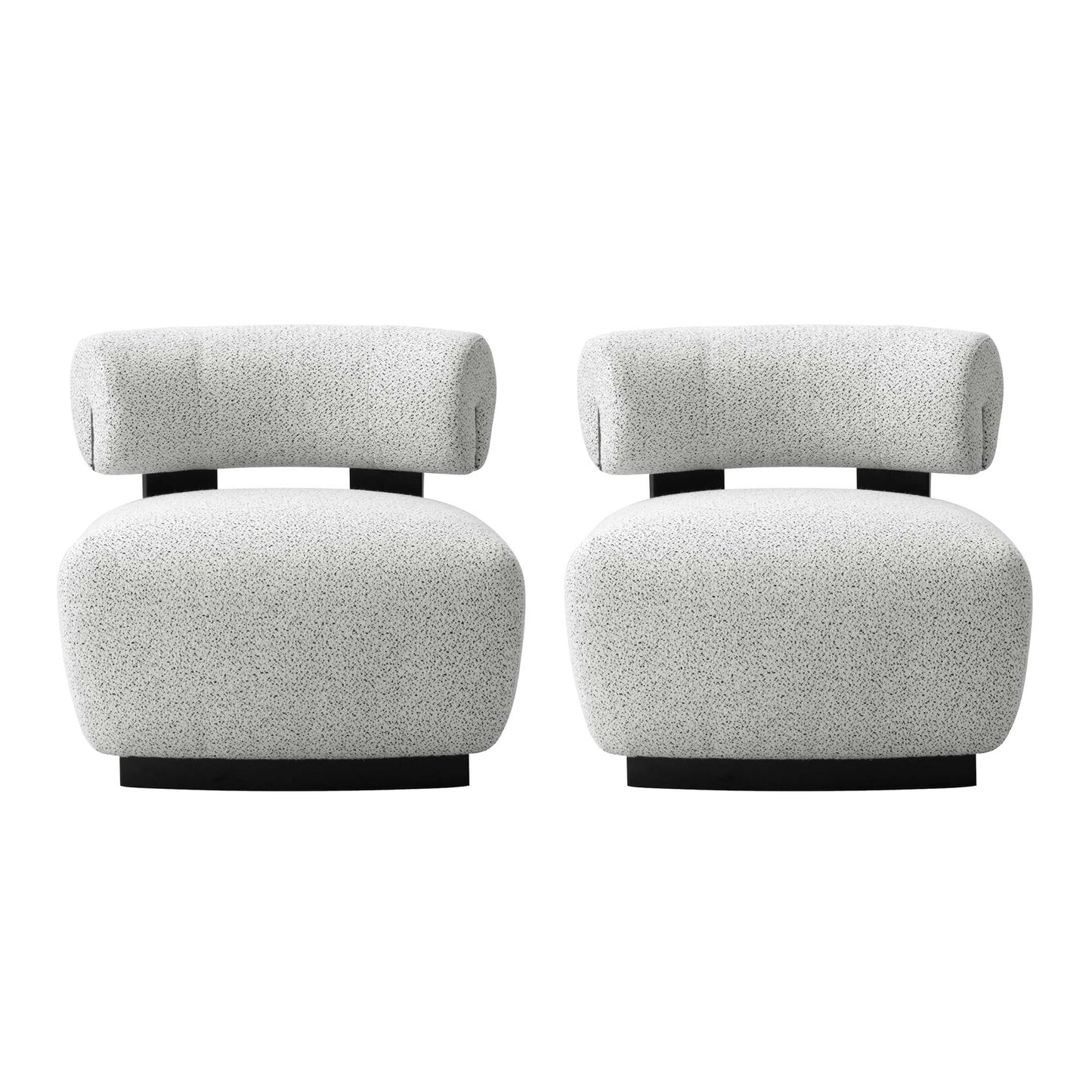 Manhattan Comfort Ivory & Black Modern Bartow Woven Fabric Accent Chair In A Set Of 2