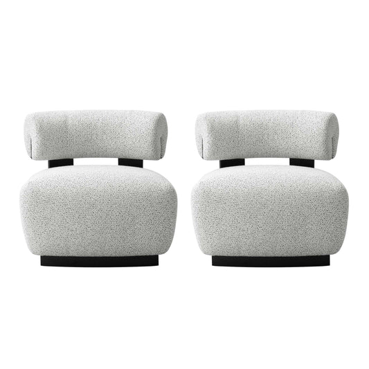 Manhattan Comfort Ivory & Black Modern Bartow Woven Fabric Accent Chair In A Set Of 2