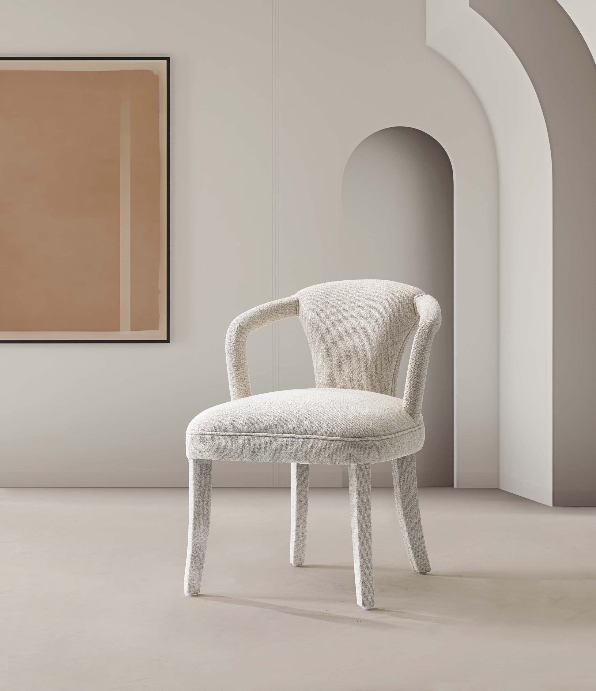 Manhattan Comfort Ivory Modern Palmer Tweed Dining Armchair