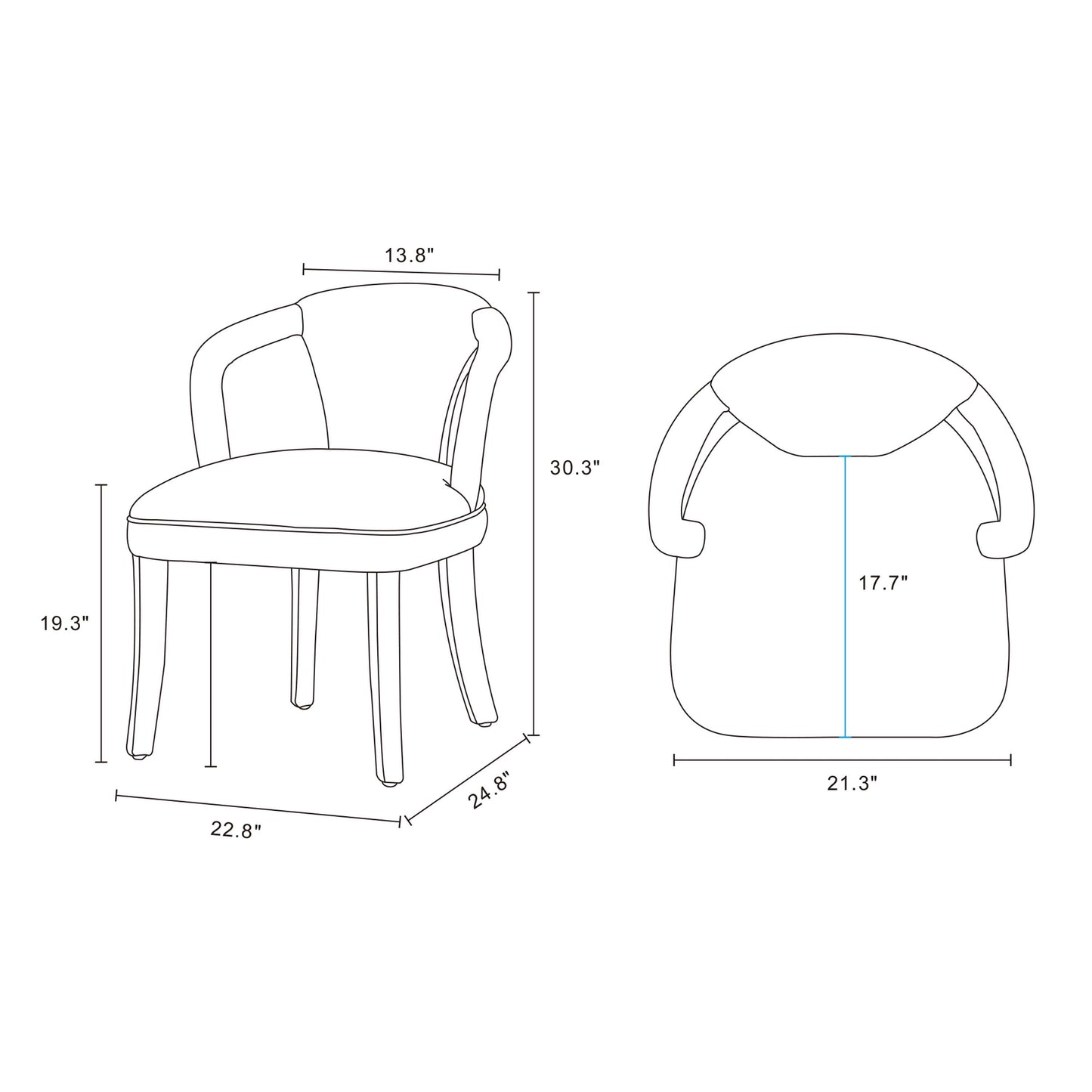 Manhattan Comfort Ivory Modern Palmer Tweed Dining Armchair In A Set Of 2