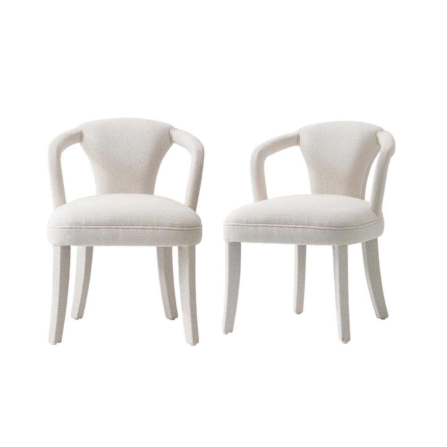 Manhattan Comfort Ivory Modern Palmer Tweed Dining Armchair In A Set Of 2
