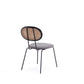 Manhattan Comfort Jardin Black With Cane & Gray Upholstered Dining Chairs In A Set Of 2