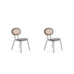 Manhattan Comfort Jardin Black With Cane & Gray Upholstered Dining Chairs In A Set Of 2