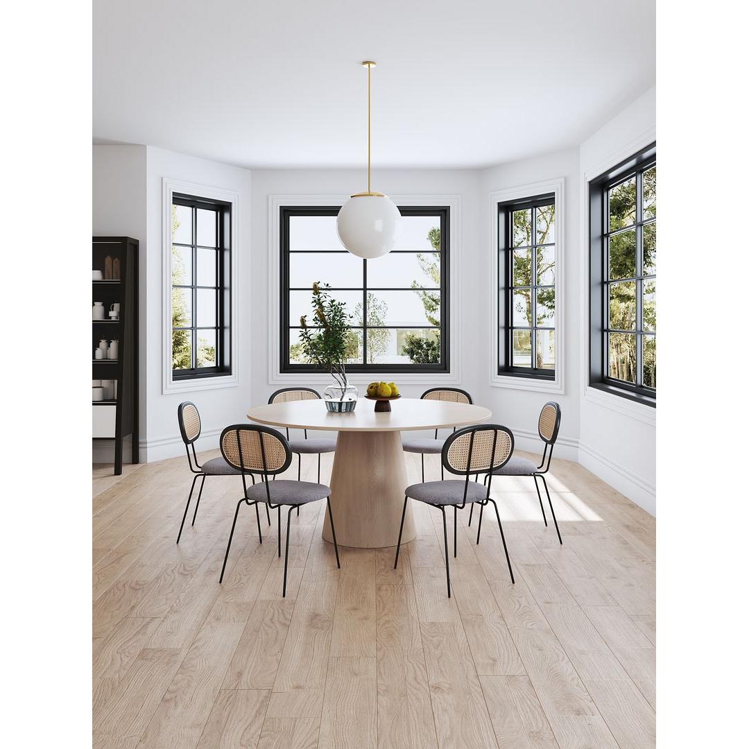 Manhattan Comfort Jardin Black With Cane & Gray Upholstered Dining Chairs In A Set Of 4