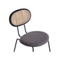 Manhattan Comfort Jardin Black With Cane & Gray Upholstered Dining Chairs In A Set Of 4