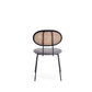 Manhattan Comfort Jardin Black With Cane & Gray Upholstered Dining Chairs In A Set Of 4