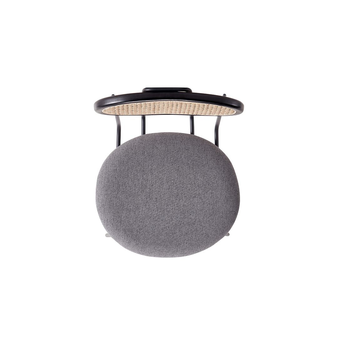 Manhattan Comfort Jardin Black With Cane & Gray Upholstered Dining Chairs In A Set Of 4