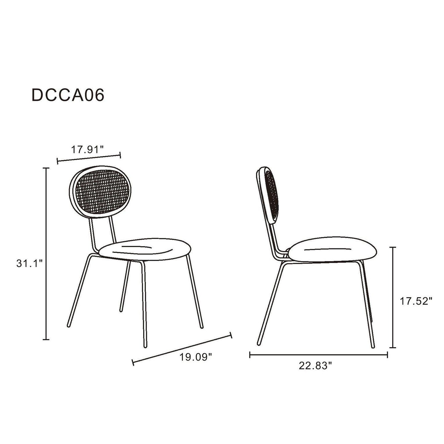 Manhattan Comfort Jardin Black With Cane & Gray Upholstered Dining Chairs In A Set Of 4