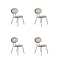 Manhattan Comfort Jardin Black With Cane & Gray Upholstered Dining Chairs In A Set Of 4