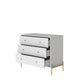 Manhattan Comfort Jasper 3.0 Gloss White Dresser With Gold Steel Legs