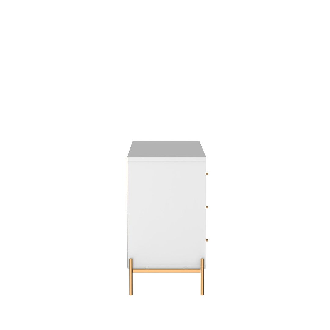 Manhattan Comfort Jasper 3.0 Gloss White Dresser With Gold Steel Legs