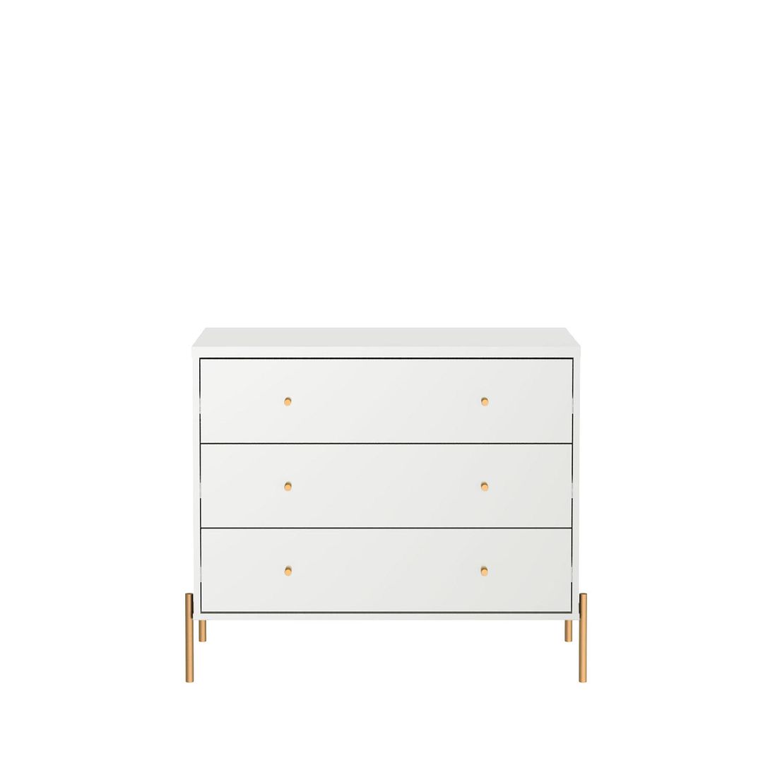 Manhattan Comfort Jasper 3.0 Gloss White Dresser With Gold Steel Legs