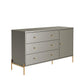 Manhattan Comfort Jasper 55" Gloss Gray Dresser With Steel Gold Legs
