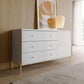 Manhattan Comfort Jasper 55" Gloss White Dresser With Steel Gold Legs