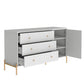 Manhattan Comfort Jasper 55" Gloss White Dresser With Steel Gold Legs