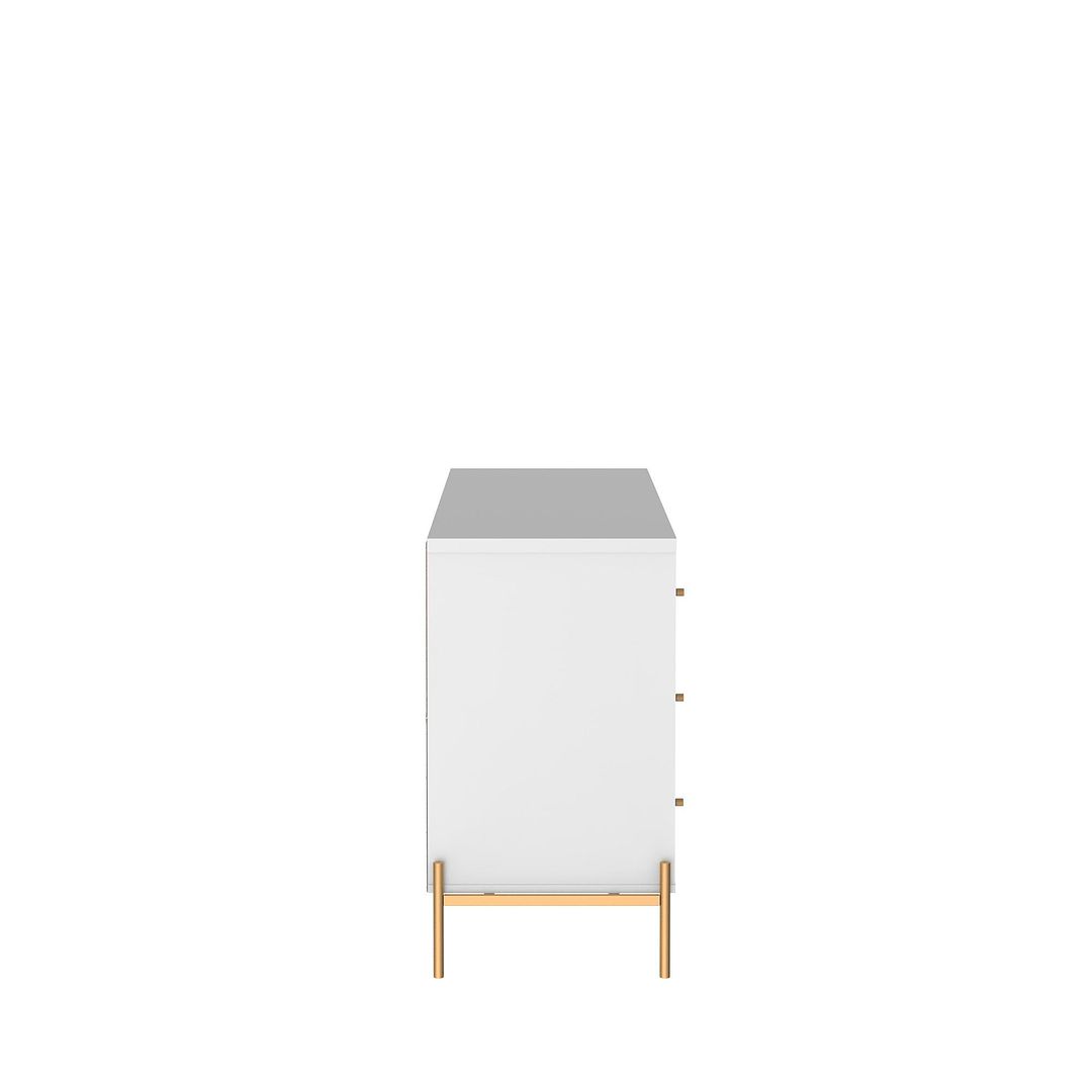 Manhattan Comfort Jasper 55" Gloss White Dresser With Steel Gold Legs