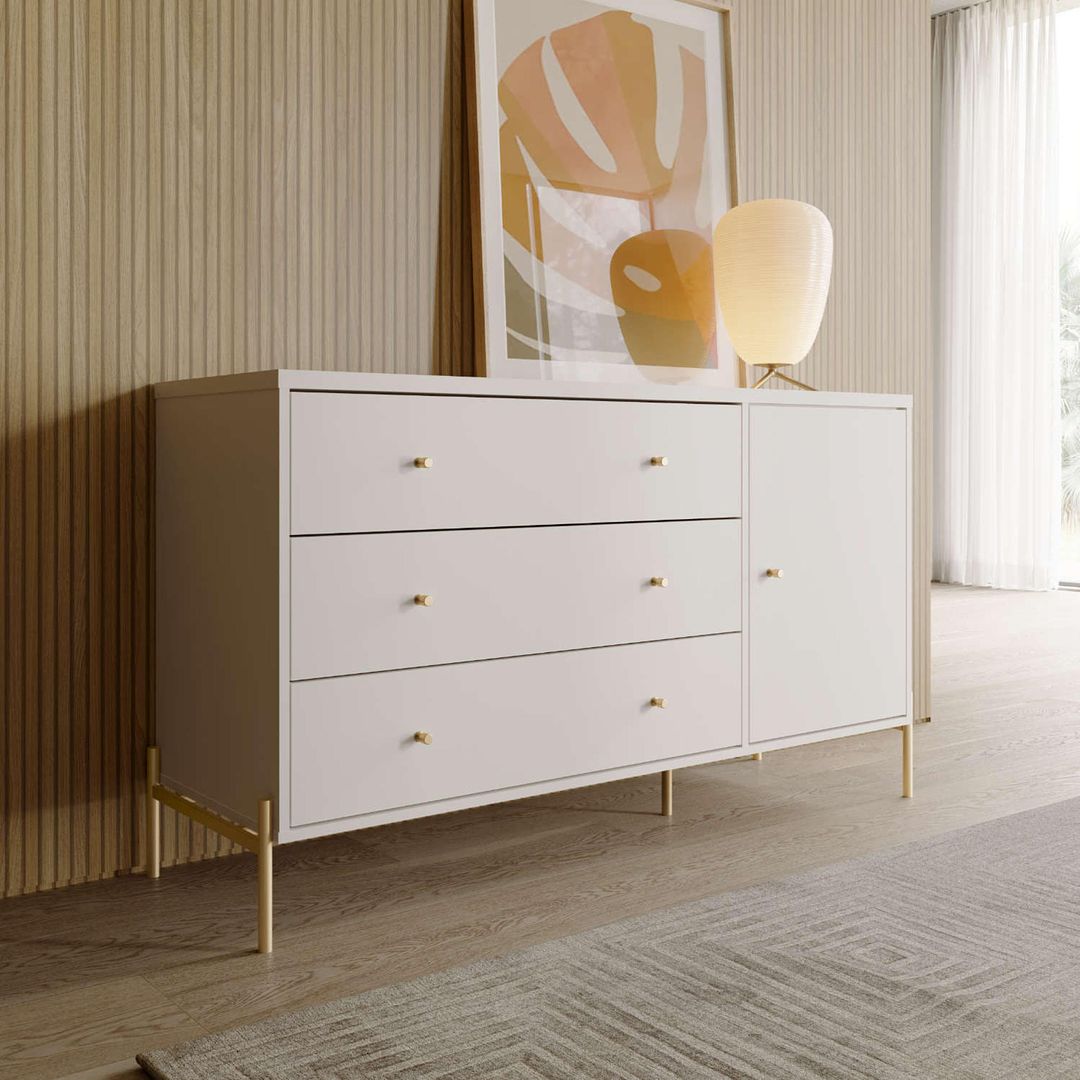Manhattan Comfort Jasper 55" Matte Off White Dresser With Steel Gold L Kitchen Oasis Manhattan Comfort Jasper 55" Matte Off White Dresser With Steel Gold L Kitchen Oasis