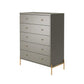 Manhattan Comfort Jasper 5.0 Gloss Gray Dresser With Gold Steel Legs