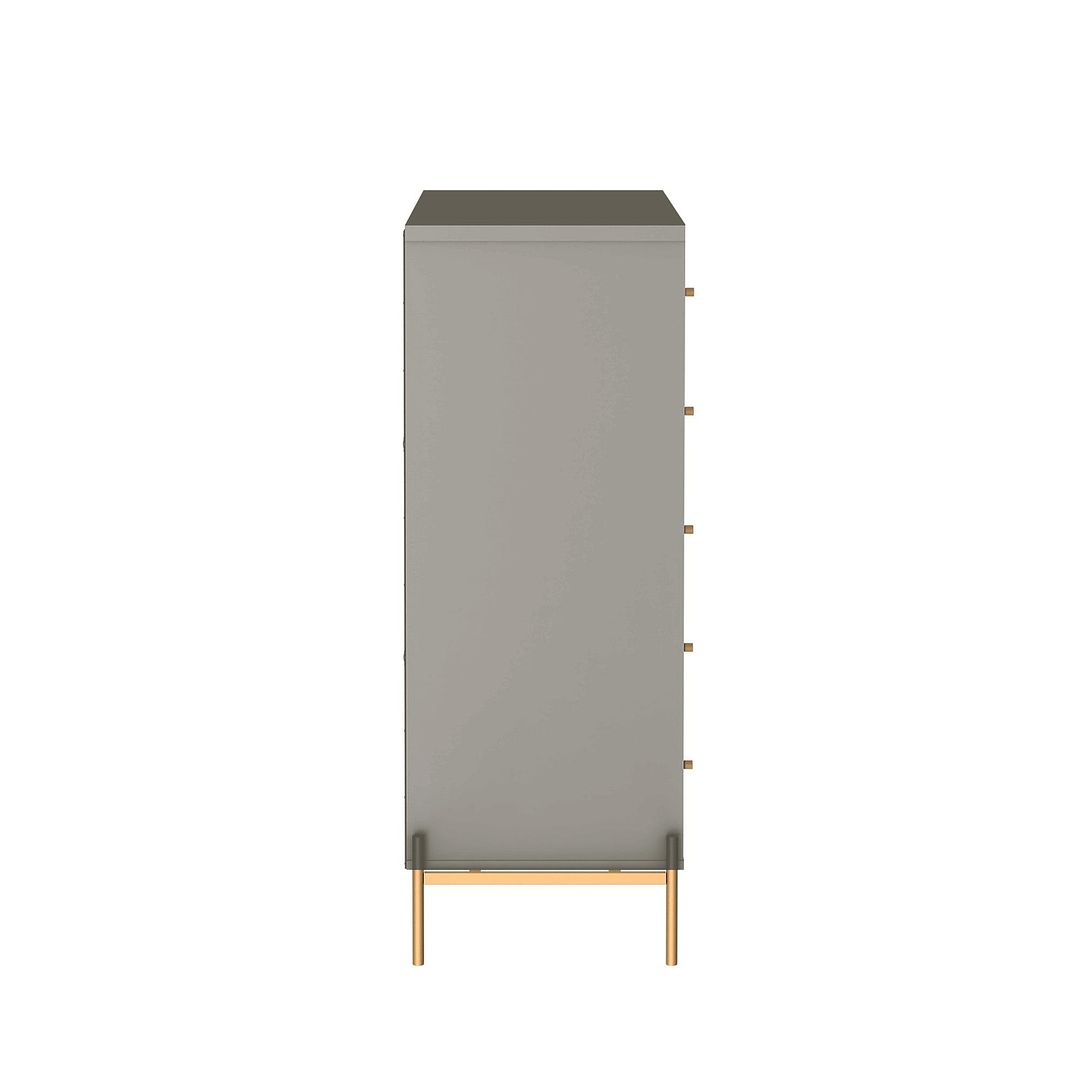 Manhattan Comfort Jasper 5.0 Gloss Gray Dresser With Gold Steel Legs