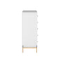Manhattan Comfort Jasper 5.0 Gloss White Dresser With Gold Steel Legs