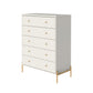 Manhattan Comfort Jasper 5.0 Matte Off White Dresser With Gold Steel Legs