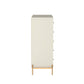 Manhattan Comfort Jasper 5.0 Matte Off White Dresser With Gold Steel Legs