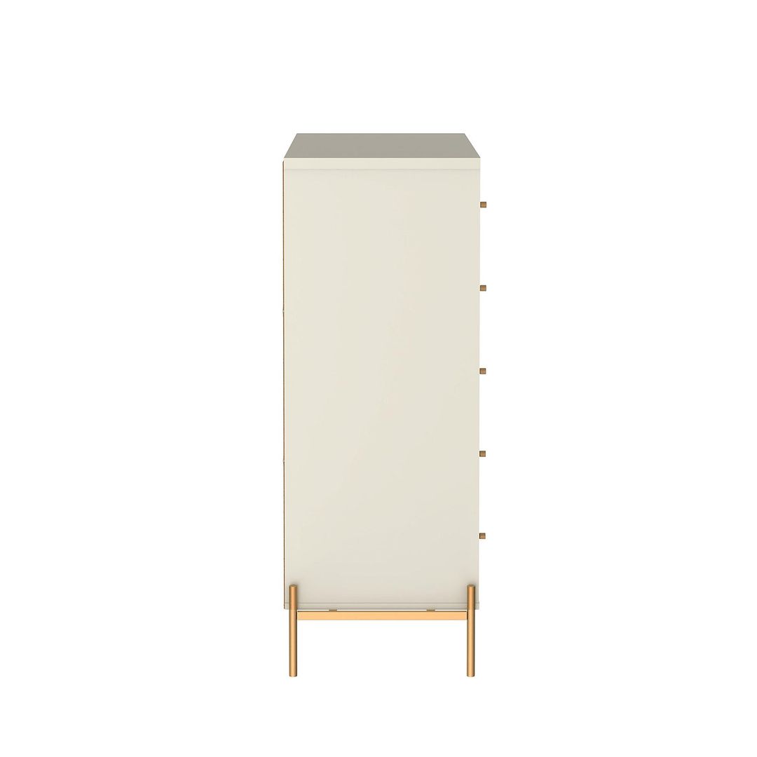 Manhattan Comfort Jasper 5.0 Matte Off White Dresser With Gold Steel Legs