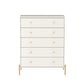 Manhattan Comfort Jasper 5.0 Matte Off White Dresser With Gold Steel Legs