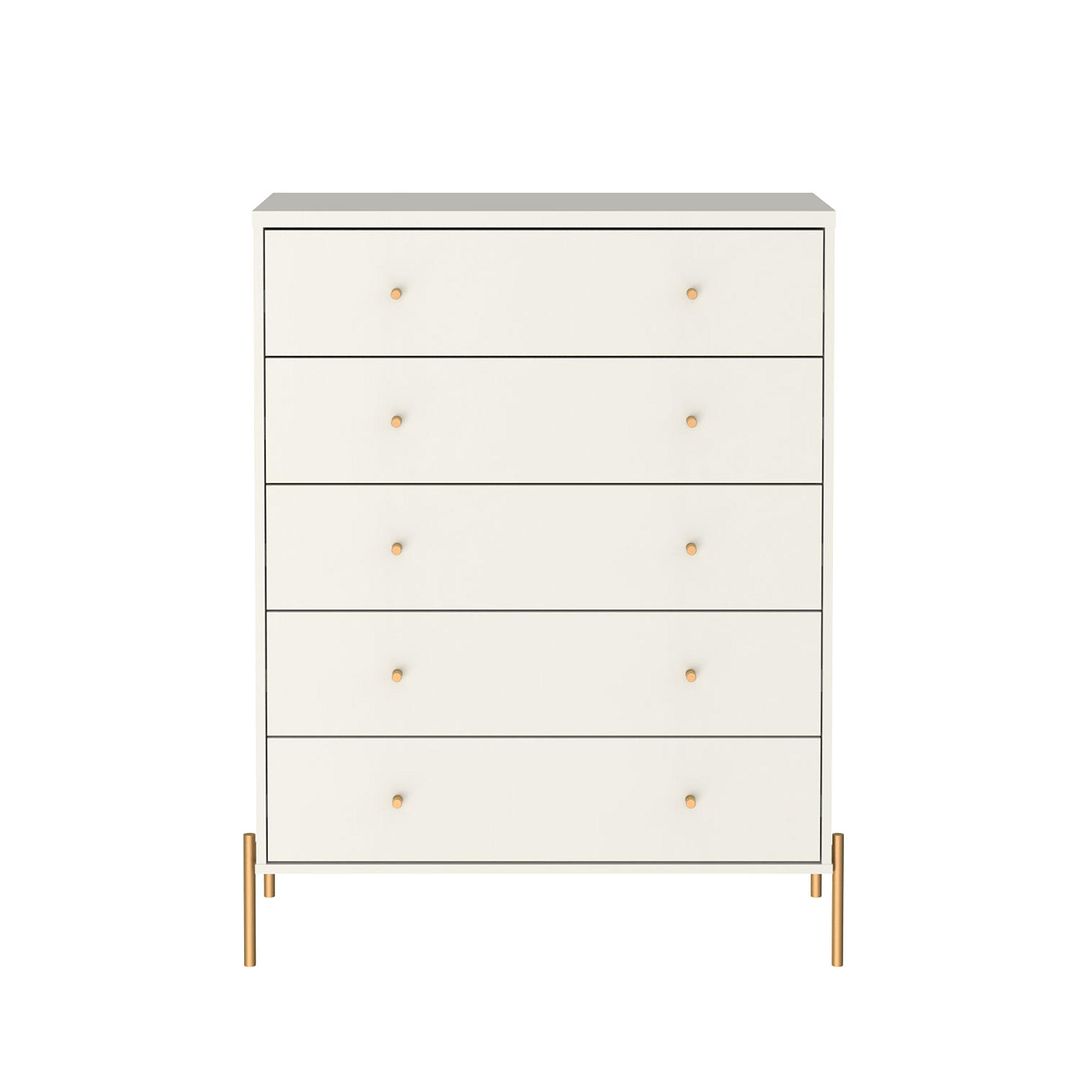 Manhattan Comfort Jasper 5.0 Matte Off White Dresser With Gold Steel Legs