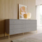 Manhattan Comfort Jasper 72" Gloss Gray Double Dresser With Steel Gold Legs