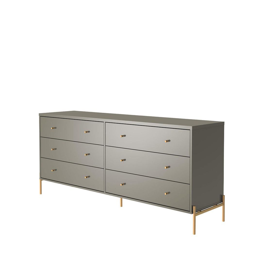 Manhattan Comfort Jasper 72" Gloss Gray Double Dresser With Steel Gold Legs
