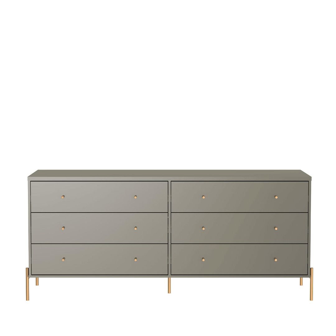 Manhattan Comfort Jasper 72" Gloss Gray Double Dresser With Steel Gold Legs